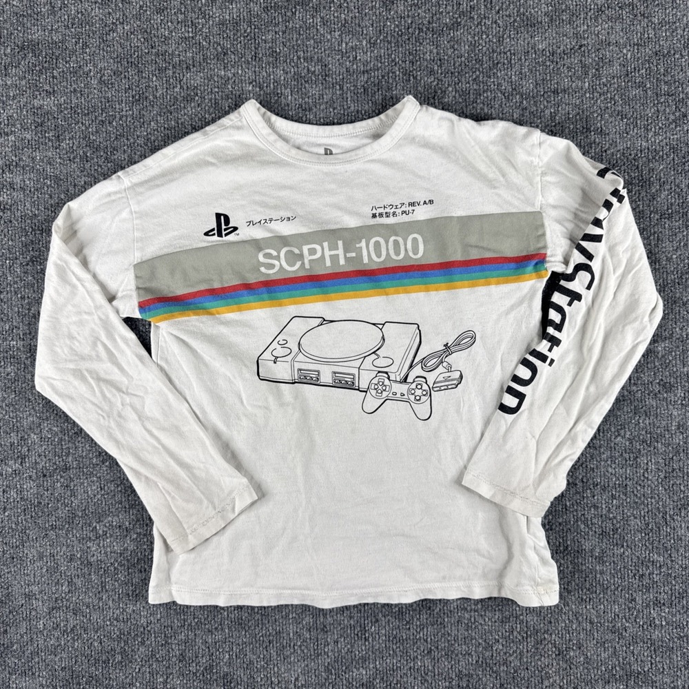 GAP PlayStation Logo White‎ Long Sleeve Gaming T-Shirt-Youth Medium